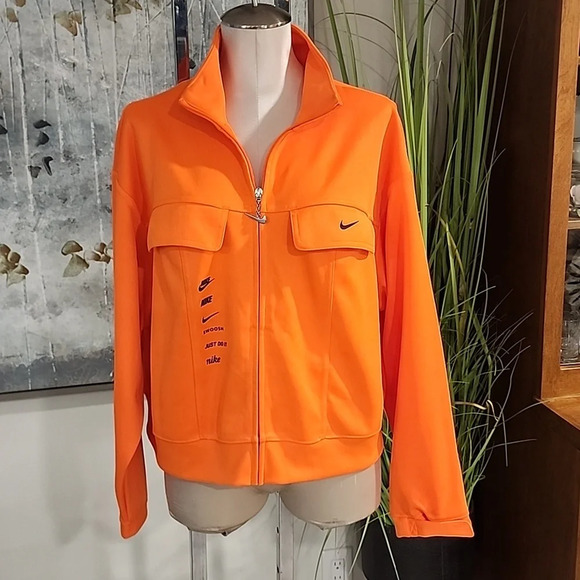 Nike Neon Orange Polyknit Swoosh Jacket Size Large - Picture 2 of 11